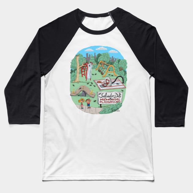 Dali Playground Baseball T-Shirt by macccc8